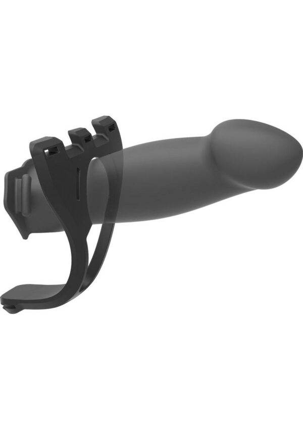 Body Extensions Be Bold Silicone Strap-On Harness with Hollow Dildo 8in (2 piece kit) - Black - Image 4