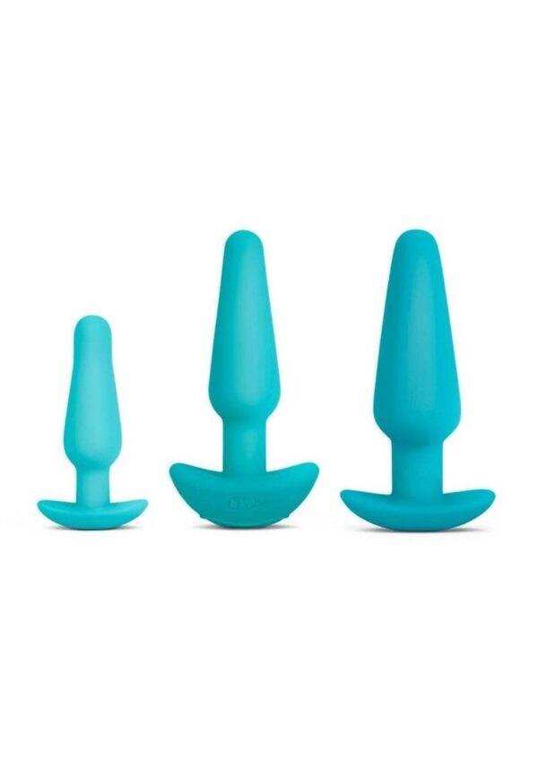 B-Vibe Anal Education Set Rechargeable Silicone Anal Play - Blue - Image 3