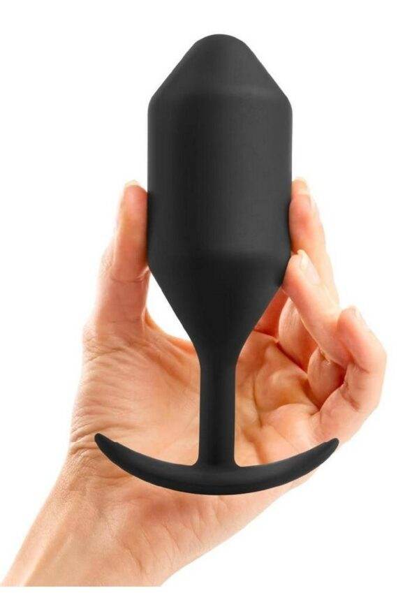 B-Vibe Snug Plug 5 Silicone Weighted Anal Plug - Black - Image 4