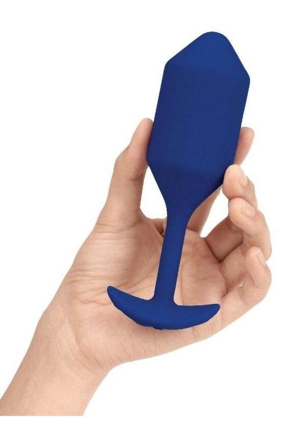 B-Vibe Vibrating Snug Plug 4 Rechargeable Silicone Anal Plug - Navy - Image 4