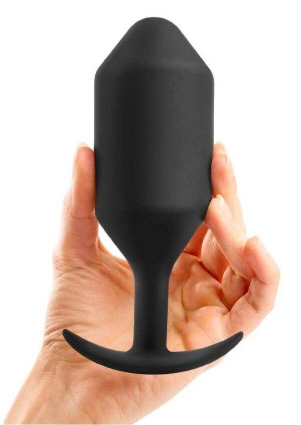 B-Vibe Snug Plug 6 Silicone Weighted Anal Plug - Black - Image 4