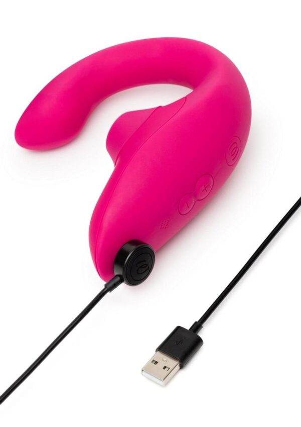 Womanizer Blend Rechargeable Silicone Vibrator with Clitoral Stimulator - Vibrant Pink - Image 3