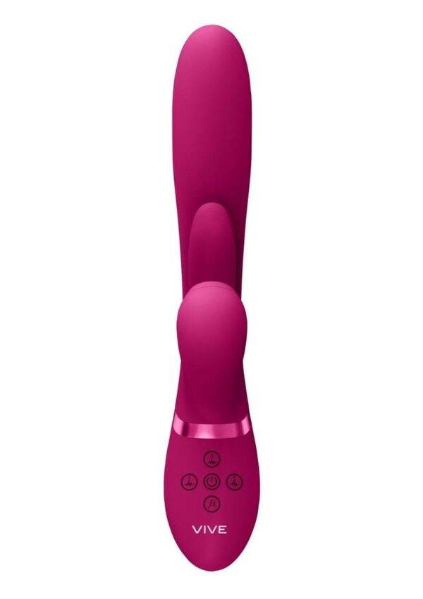 Vive ENA Rechargeable Silicone Triple Motor Thrusting G-Spot with Flapper and Air Wave Clit Stimulation Vibrator - Pink - Image 3