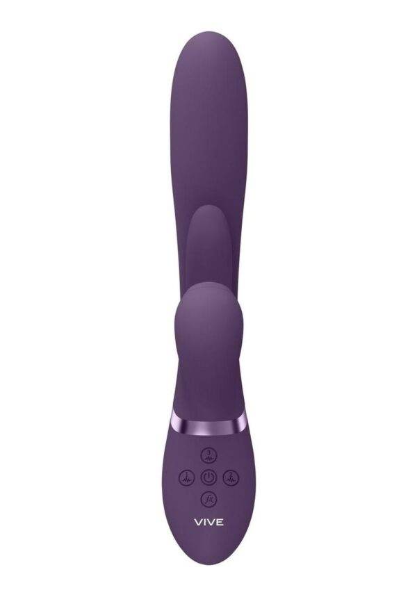Vive ENA Rechargeable Silicone Triple Motor Thrusting G-Spot with Flapper and Air Wave Clit Stimulation Vibrator - Purple - Image 3