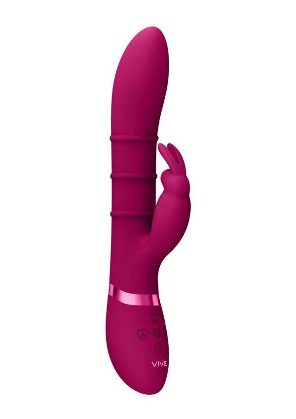Vive SORA Rechargeable Silicone Triple Motor Up and Down Vibrating Triple Ring Rabbit - Pink - Image 4