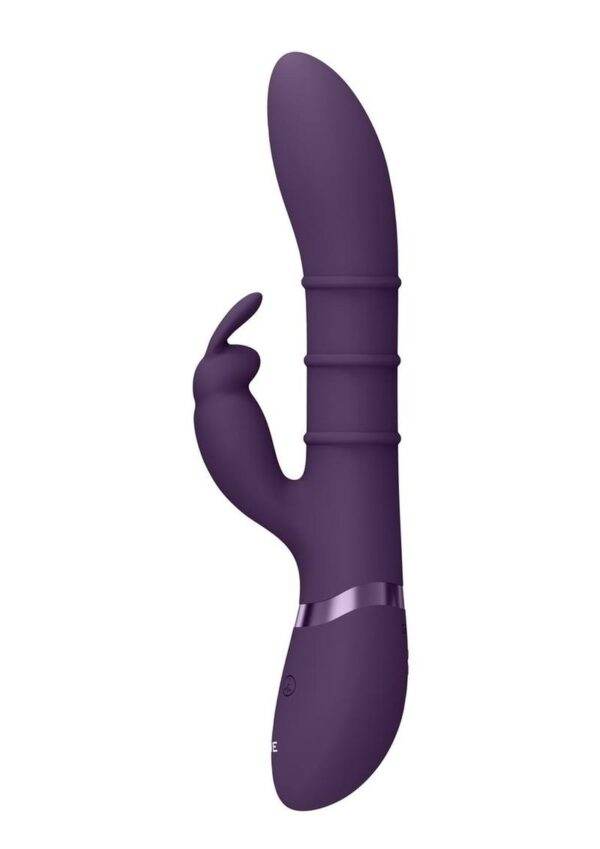 Vive SORA Rechargeable Silicone Triple Motor Up and Down Vibrating Triple Ring Rabbit - Purple - Image 4