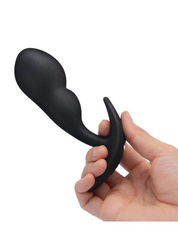 B-Vibe P-Spot Rechargeable Silicone Snug Plug with Remote Control 145g - Black - Image 4