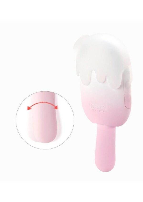 Bite Me Sucking Tapping and Vibrating Silicone Rechargeable Cream Pop Stimulator - Pink/White - Image 3