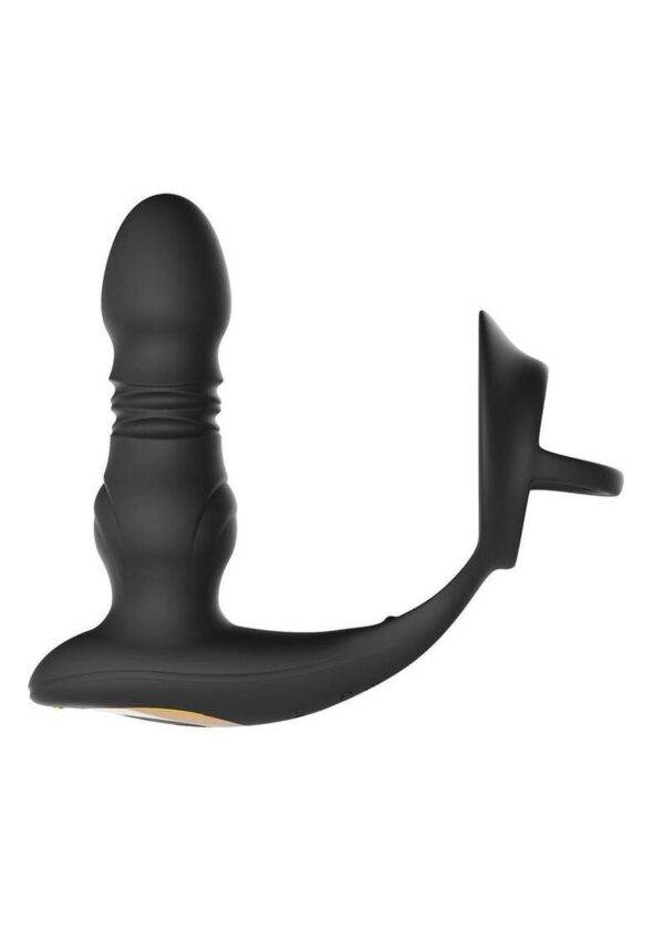 Cyrus App Control Thrusting Rechargeable Prostate Massager with Cock Ring - Black - Image 3