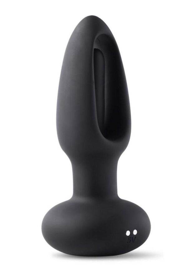 Snuggy Tapping Rechargeable Silicone Prostate Massager Butt Plug Anal Vibrator - Black - Image 4
