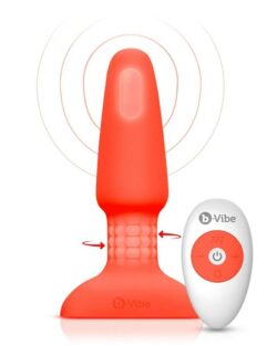 B-Vibe Rimming Plug 2 Rechargeable Silicone Anal Plug with Remote Control - Orange