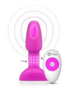 B-Vibe Rimming Petite Rechargeable Silicone Anal Plug with Remote Control - Fuchsia