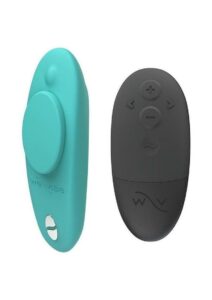 We-Vibe Moxie+ Wearable Rechargeable Silicone Panty Vibe Clitoral Stimulator with Remote Control - Aqua