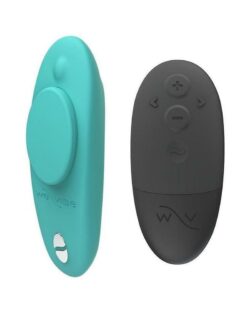 We-Vibe Moxie+ Wearable Rechargeable Silicone Panty Vibe Clitoral Stimulator with Remote Control - Aqua
